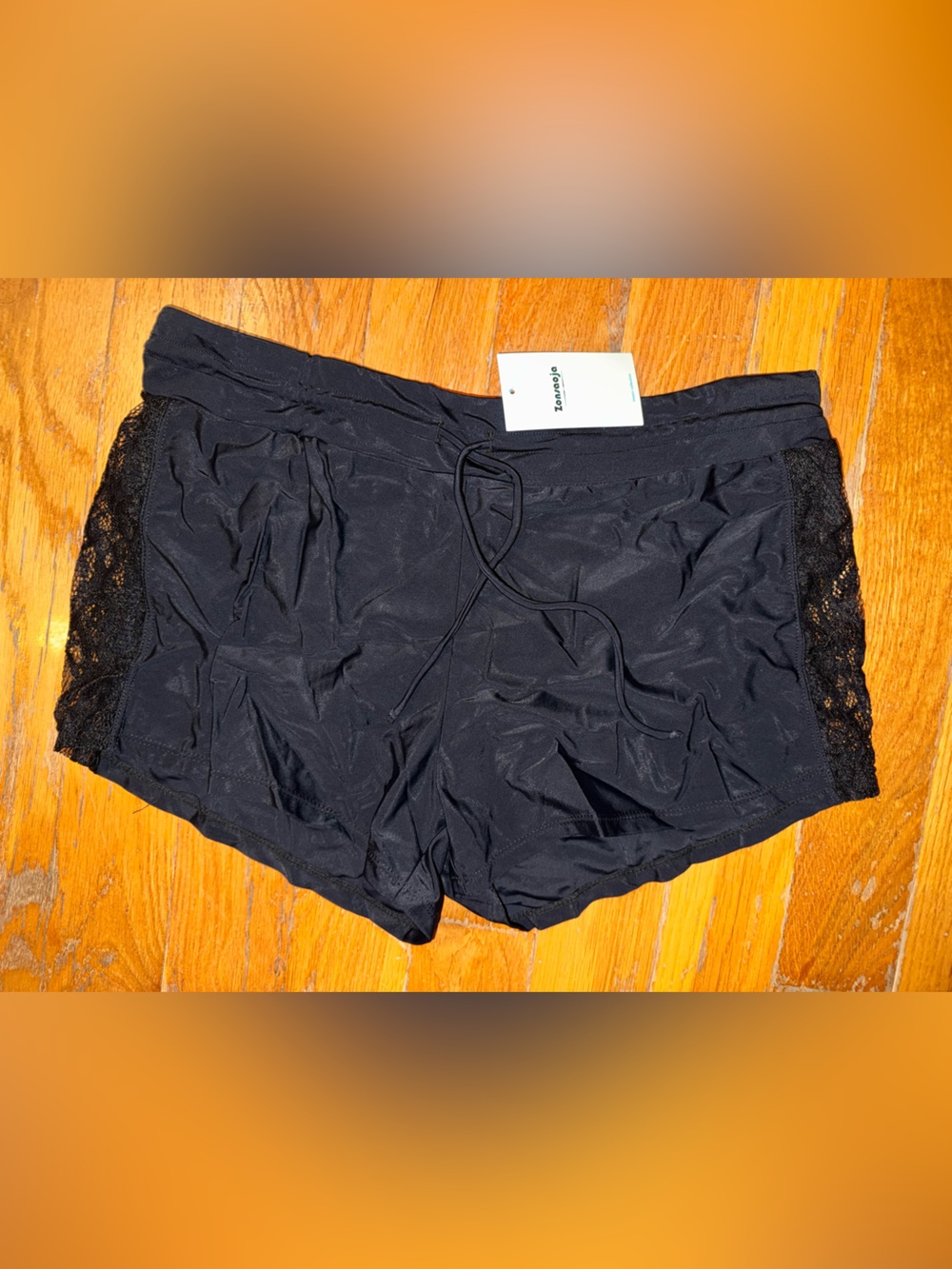 Black Drawstring Swim Top with Tag